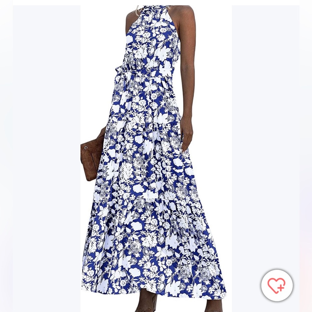 XL blue floral dress for beach wedding or casual outdoor event